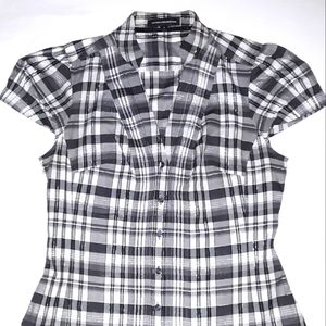 Express Gray White Plaid Shirt Small